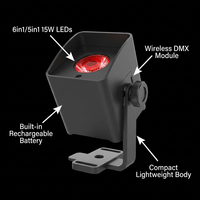 Projecteur LED sans fil 6x15W RGBALC 6-en-1 sur batterie pour événements, mariages, églises et théâtres, avec contrôle WiFi et DMX