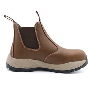 Suela de goma antideslizante de cuero marrón a prueba de aceite, peso ligero, evita pinchazos, zapatos de punta de acero para <span class=keywords><strong>mujer</strong></span>, seguridad <span class=keywords><strong>sin</strong></span> encaje - Product Image 4