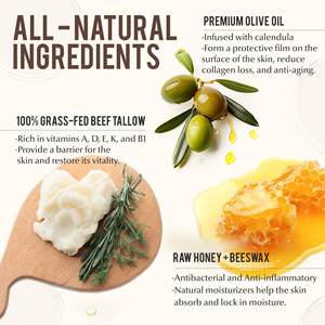 Unscented Natural Soft Smooth <span class=keywords><strong>Beef</strong></span> <span class=keywords><strong>Tallow</strong></span> Hautpflege Feuchtigkeit creme für Gesicht 100% gras gefütterter Rinder talg balsam - Product Image 5