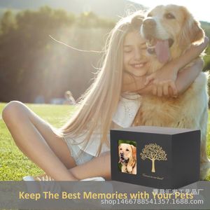 Pet <b>Memorial</b> <b>Box</b> With Photo Frame Rectangle Solid Wood Urn For Dog Funeral Durable - Product Image 3