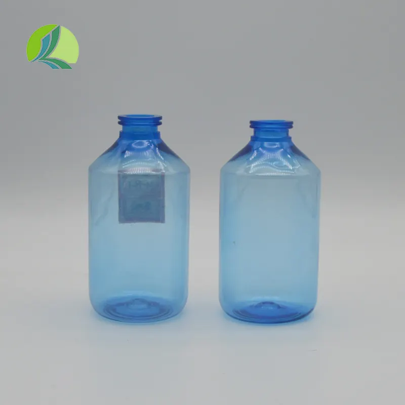 High-quality plastic sterile vaccine vial 100ml PET vaccine vial Blue transparent drug injection vial