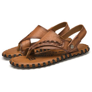 <span class=keywords><strong>Sandales</strong></span> pour hommes en cuir, couche supérieure en cuir de vache, printemps et été, respirantes, décontractées, confortables, semelle souple, baskets pour hommes - Product Image 5