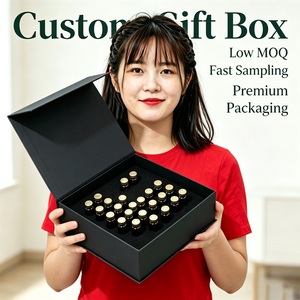 กล่องของขวัญน้ำหอมสีดำสุดหรู พร้อมลายปั๊มทอง โลโก้แบบนูน กล่องบรรจุภัณฑ์เครื่องสำอางแบบแข็ง - Product Image 4