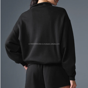 Sweat-shirt unisexe décontracté et respirant en maille tricotée avec logo 3D brodé le long du col zippé, coupe ample, collection 2026, best-seller - Product Image 2