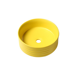 Moshi Yellow <b>Round</b> Ceramic Countertop <b>Basin</b> No Hole Easy Clean Bathroom Sink - Product Image 3
