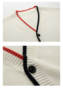 Più venduto <span class=keywords><strong>nero</strong></span> personalizzato rifinitura <span class=keywords><strong>oversize</strong></span> maglione cappotto Preppy stile maglione colore bianco <span class=keywords><strong>Cardigan</strong></span> per le donne - Product Image 6