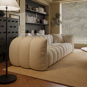 Sofá Seccional Modular Convertible Moderno Color Crema - Diseño Cómodo para Apartamentos y Hoteles, Sofá Perezoso Estilo Calabaza para Ocio - Product Image 3