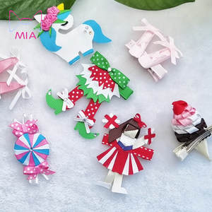 クリエイティブな女の赤ちゃんプリンセス漫画グログランリボン花マーメイドレインボーボウヘアクリップヘアボウベビーヘアアクセサリー - Product Image 4