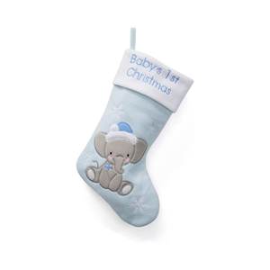 Chaussettes de Noël personnalisées en gros, style éléphant bleu et rose, décoration de cheminée, chaussettes cadeaux de Noël mignonnes - Product Image 1