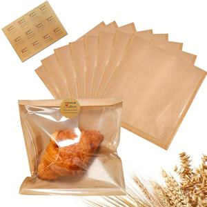 Sacs alimentaires en papier kraft brun, résistants à la graisse et à l'huile, thermoscellables, avec fenêtre transparente, pour beignets, nouveau design personnalisé. - Product Image 4