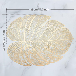 STARUNK Napperons en <span class=keywords><strong>vinyle</strong></span> doré pressé en PVC de luxe en forme de feuille Napperons tissés pour <span class=keywords><strong>cuisine</strong></span> et salle à manger <span class=keywords><strong>Tapis</strong></span> de table pour mariage - Product Image 6