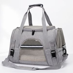 Sac de transport pour chiens et chats, en tissu Oxford respirant, pliable, portable, pour usage extérieur, couleur grise - Product Image 1