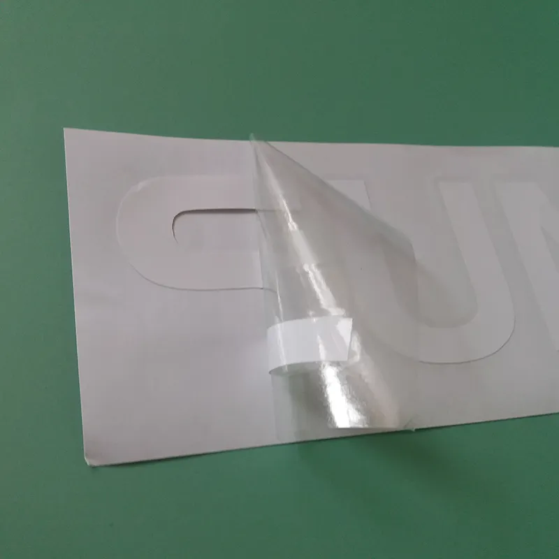 Pegatina de logotipo de vinilo de transferencia para ventana de vidrio, transparente, pvc, alta calidad