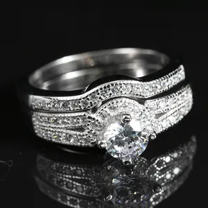 ZHILIAN Jewelry Manufacturer Jewelry Wedding CZ Band Rings 925 Silver Zircon Engagement Ring