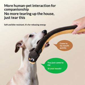 Nouveau jouet à mâcher en peluche pour chien, durable, écologique, mignon, en forme allongée, qui couine, distributeur de friandises, jouet éducatif pour la dentition - Product Image 3