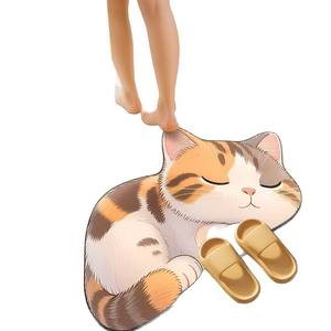 Tapis de bain en terre de diatomée à motif chat 3D mignon, antidérapant, absorbant, séchage rapide, tapis de sol pour la maison et la cuisine, motif animal original - Product Image 5