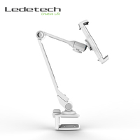 Support de bureau à pince en plastique et métal réglable pour téléphone portable et tablette, compatible iPad