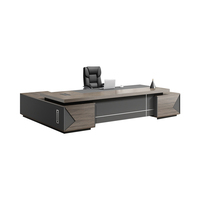 Bureaux de direction en bois en forme de L Bureau de PDG moderne Patron Table de bureau luxueuse