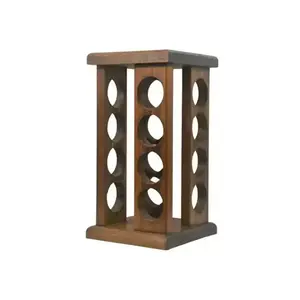 Spinning Lazy Susan Style Spice Organizer Rotating Revole Vintage Wooden Spice Stand Rack