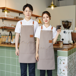 Thương mại lớp Polyester Tạp dề tùy chỉnh in logo không thấm nước Overalls cho trà sữa cà phê cửa hàng cho bồi Bàn nhân viên nhà hàng - Product Image 4