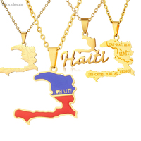 Collier en acier inoxydable plaqué or 18 carats, couleur Haïti, pour homme et femme, pendentif géométrique personnalisé en acier titane, collier de couple