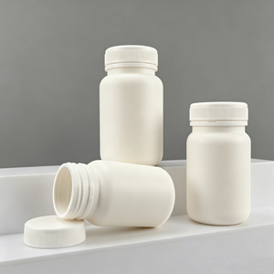White Plastic Pill Bottle Closure Jar Packaging <b>Container</b> <b>for</b> Supplement <b>Tablet</b> Storage - Product Image 3