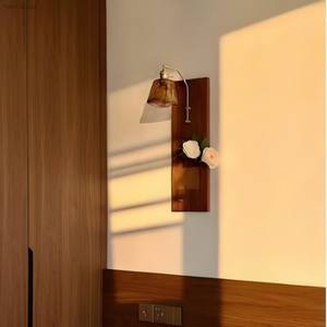 Modern High Quality Glass & <b>Wooden</b> <b>Wall</b> Lamp with LED <b>Light</b> Source Dimmable E27 Base for Living Room - Product Image 2