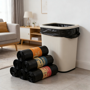 Sacs poubelles noirs à cordon de serrage sur mesure Kangle en gros, sacs poubelles en plastique en vrac, sacs de collecte des déchets, prix d'usine - Product Image 5