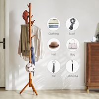 Holz garderobe, freistehender Hallen baum mit 8 Haken Einfach zu montieren Geeignet für Kinder und Erwachsene Hut Kleider ständer