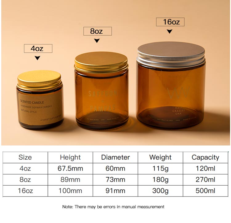 Glass Cosmetic Containers 4oz 8oz 16oz Clear Amber Straight Side Glass Jar with lid