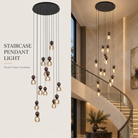 Lustre d'escalier de luxe moderne pour villa, hall d'hôtel, escalier de duplex, hall d'entrée, design de vide de plafond de luxe