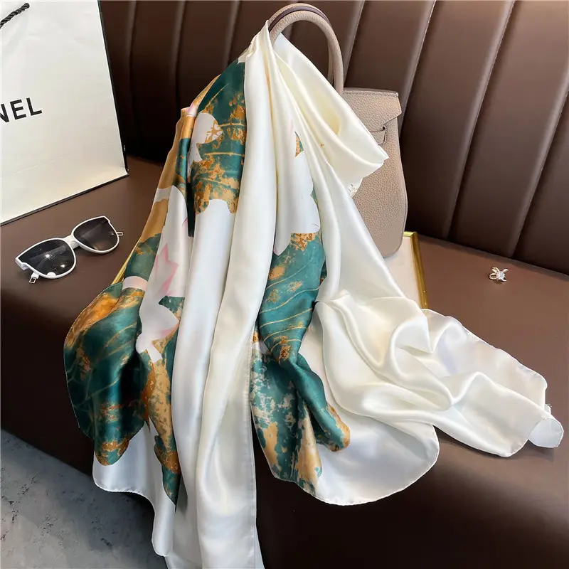 Hifive 2024 automne nouveau style grande taille foulard en soie 180*90 mode femme polyester écharpe châles usines Chine