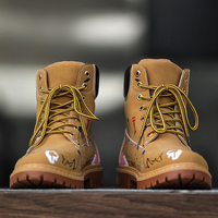 Bottes de travail pour hommes Hambo, nouveau design, imprimé graffiti, lacets, mi-hautes, bottes tactiques, semelle en caoutchouc durable, bottes de streetwear tendance