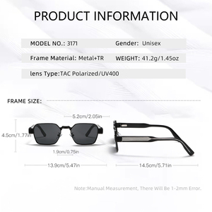 Wholesale Women Men Designer UV400 Polarized <strong>Glasses</strong> High Quality Fashion Vintage Summer Metal+TR90 Big Frame Sunglasses - Product Image 3