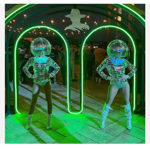 Conjunto de Casco con Espejos de Bola de <span class=keywords><strong>Discoteca</strong></span> y Body con Espejos para Mujer, Disfraz de Bailarina Gogo, Traje para Fiesta o Festival - Product Image 2