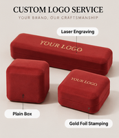 Coffret à bijoux en velours de haute qualité, assortiment de quatre couleurs, étui d'emballage personnalisé avec logo pour bijoux de mariage et de fiançailles