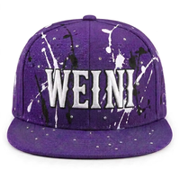Cappellino Snapback Personalizzato con Ricamo 3D a Rilievo, Stampa Digitale Splash Ink, Strass, Visiera Piatta, Stile Hip Hop, Logo Personalizzato
