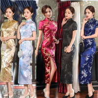 Bonne qualité grande taille conception avant côté fente Qipao femme 2025 à manches courtes robe traditionnelle chinoise Qipao Cheongsam