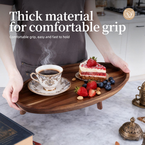 アカシア木製サービングトレイ脚付き多目的ディスプレイ台座ライザーボード石鹸香水キャンドルスポンジバスルームキッチン - Product Image 3