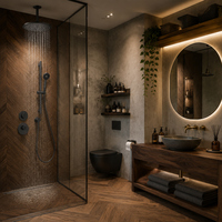 Ensemble de douche encastré en laiton brossé moderne avec mitigeur céramique à deux voies pour salle de bain