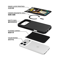 Coque de téléphone AG Feeling Black Edge avec motif anti-anxiété doré pour iPhone 17, 17 Pro Max, 16 Pro, 15, 15 Pro Max, coque magnétique