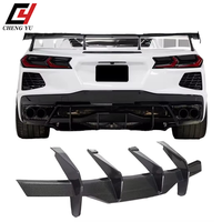 Diffuseur de pare-chocs arrière en ABS de qualité supérieure pour Chevrolet Corvette C8 2020-2025, aspect carbone ABS, noir brillant, kit carrosserie sport amélioré