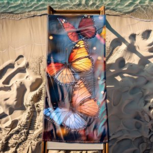 Beach <strong>Towel</strong> Classic Butterfly Print for Bathroom Absorbent Quick Dry Beach <strong>Towel</strong> Custom Soft Shower <strong>Towel</strong> for Travel - Product Image 2