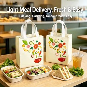 Sac alimentaire non tissé imprimé sur mesure avec poignée élargie, emballage multi-usages pour salades, pâtisseries, plats à emporter et livraison - Product Image 4