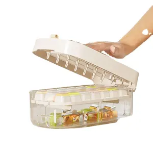 Household Large Capacity Food Grade Lever Ice Box 21 Grids Double Layer Ice Cube Tray Mold With Lid and Spoon Ice Ball Maker