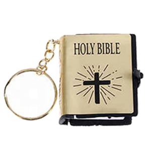 Divertido Llavero con Diseño de Biblia Cristiana en Inglés, Color Negro, Blanco y Dorado - Product Image 4