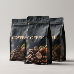 Bolsas de Café Negras con Fondo Plano, Personalizadas al por Mayor, de 250g, 500g, 12oz, 16oz, 1lb, 2lb, con Válvula y Cierre, Impresión de Logotipo Personalizado, OEM, ODM - Product Image 2