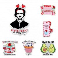 Acryl Valentijnsdag boekenthema schoencharms, boekenachtige citaten, hartjespatronen, schattige ontwerpen, typewriter, Cupido, boekenclubs, klompcharms
