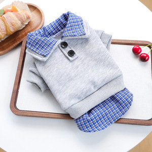 Sudadera de Estilo Preppy con Cuello a Cuadros Azul de Dos Piezas, Cómoda, para Perros Pequeños, Cachorros y Gatos, de Primavera y Otoño, de PETCIRCLE - Product Image 3