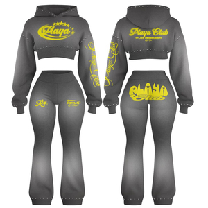 Soft Fabric <b>Zip</b> Hoodie Jogger Pants Winter Eco-Friendly Daily Wear Wholesale Ladies Premium <b>Hooded</b> Tracksuit Custom Embroidery - Product Image 3